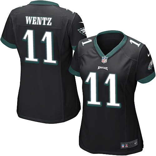 Women's Game Carson Wentz Nike Jersey Black Alternate - #11 NFL Philadelphia Eagles